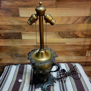 Antique Victorian or Art Nouveau Style Brass Table Lamp